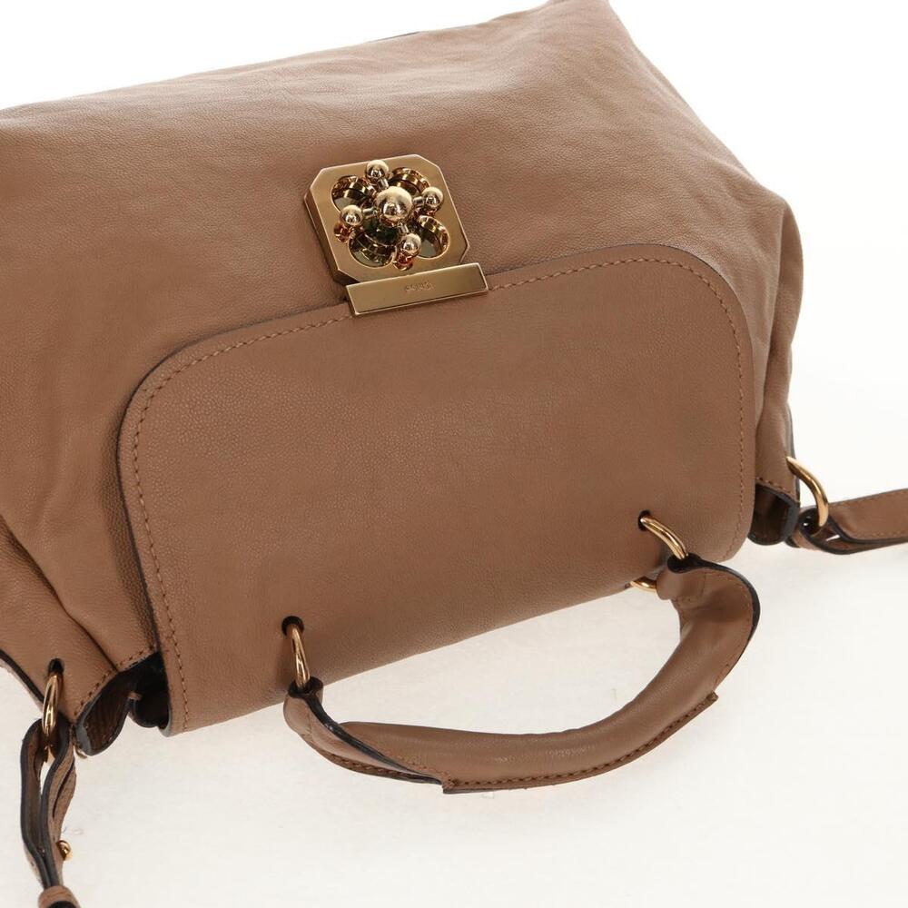 Chloe Elsie Hand Bag Leather 2way Beige Gold Auth BA8869 - Picture 6 of 16